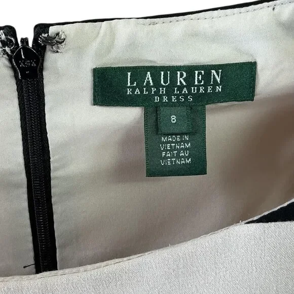 Lauren Ralph Lauren Fit Flare Dress Women 8 Blue Colorblock Stripes Sleeveless - Picture 7 of 7